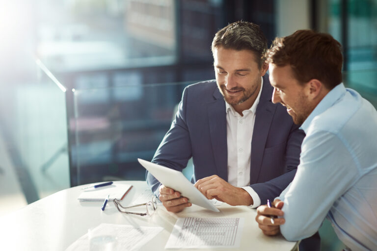 Advisor working with client
